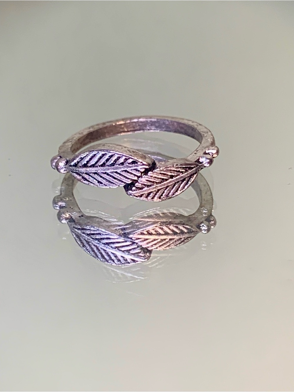 Delicate Silver Leaf Band Ring - Women's Jewelry